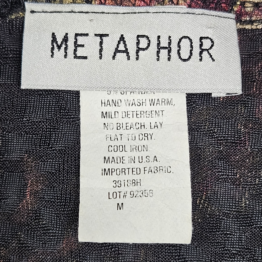 Vintage Metaphor Textured Dark Floral VNeck Top Blouse Medium Y2K Dark Romantic - Picture 2 of 12